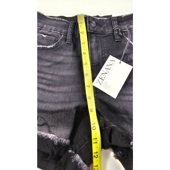NWT Zenana black stretch grunge black cut off shorts sz M comfort summer emo - Picture 7 of 8